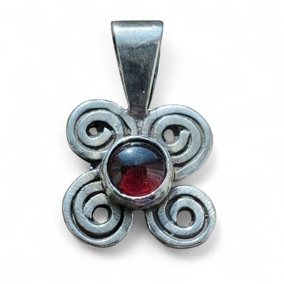 Rhodolite Garnet .925 Sterling Silver Swirl Pendant - Picture 1 of 5